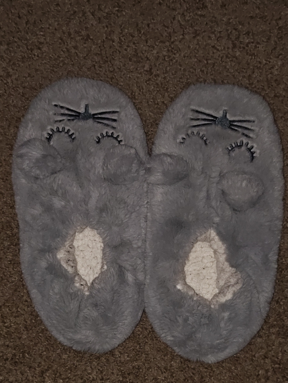 Cozy Gray Cat Slippers - Plush Indoor Footwear